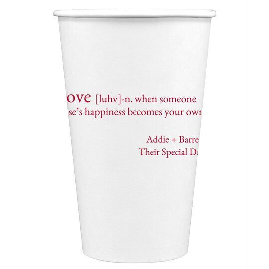 Definition of Love Paper Coffee Cups